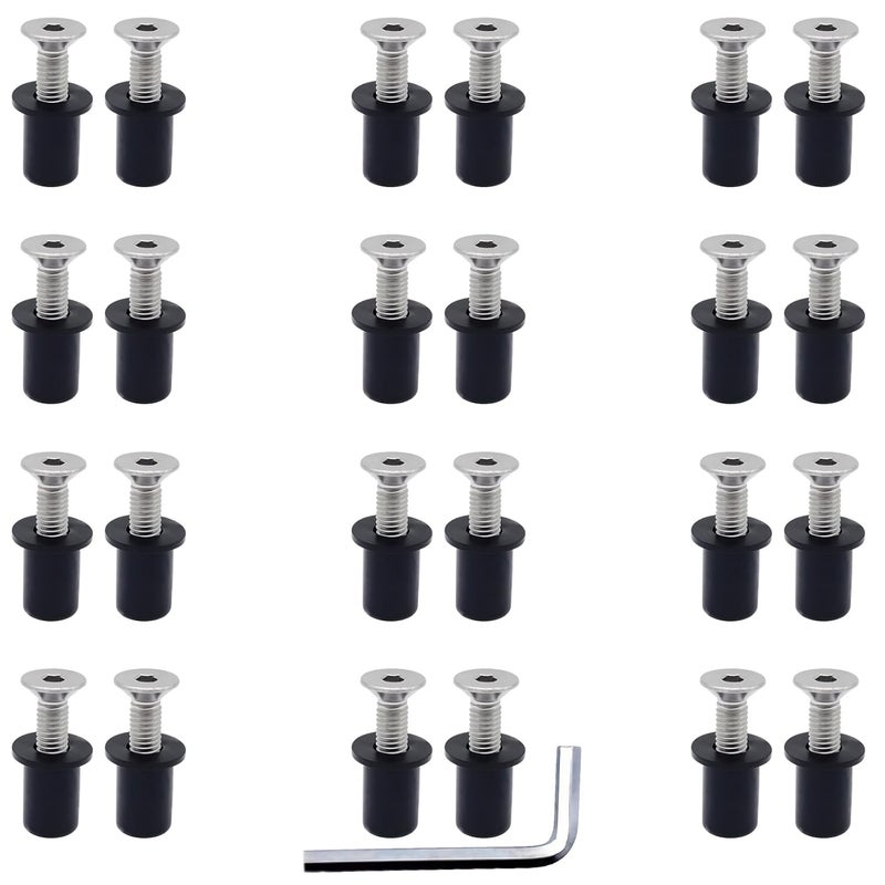 MAYEHAY 24 Pairs of M5 Neoprene Well Nuts M5 x 25mm Stainless Steel Hex Socket Bolts Well Nuts Kit for Kayak Motorcycle Windscreen Accessories,Neoprene nut Contains Brass Nuts Copper nut - Image 1